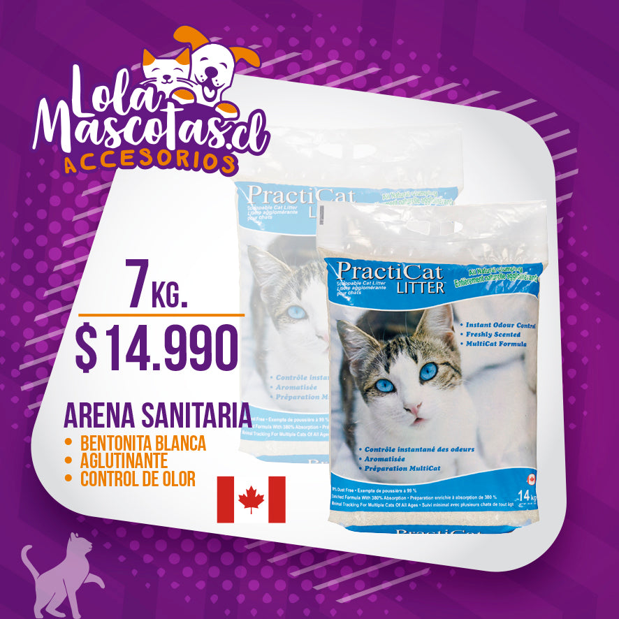 Arena Sanitaria Practicat Aglutinante 🐱🇨🇦 7 y 14Kg.